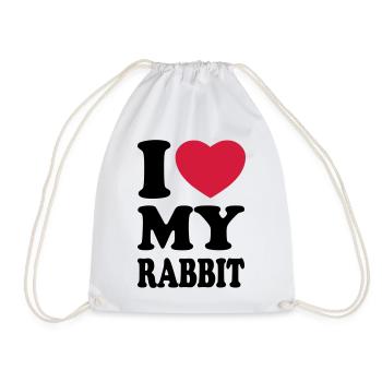 I love my rabbit - Drawstring Bag - white - Front