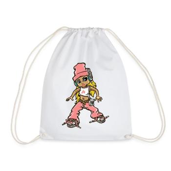 Hip hop girl in pink - Drawstring Bag - white - Front