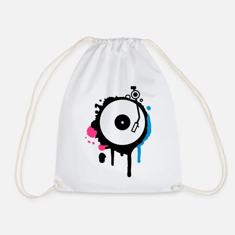 Turntable Graffiti - Drawstring Bag - white