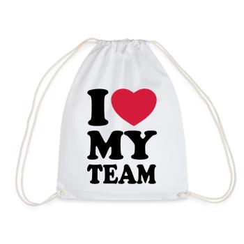 I love my team - Drawstring Bag - white - Front
