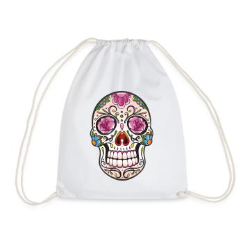 Floral Sugar Skull Tattoo - Mexikanischer Stil - Turnbeutel - Weiß - Vorne