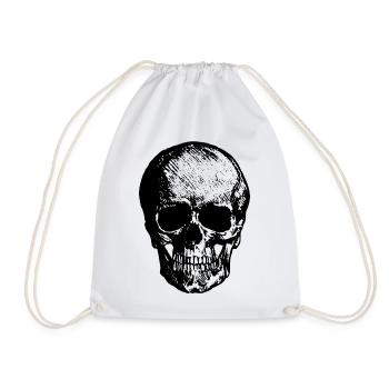 Skull - Black skull - Drawstring Bag - white - Front