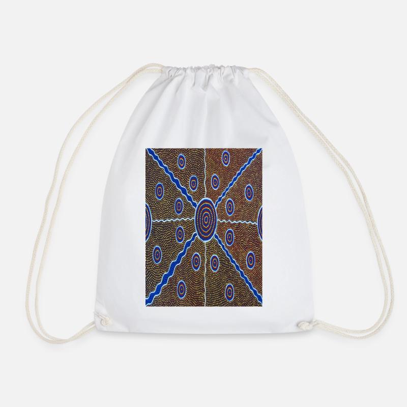 Kunst der australischen Aborigines - Turnbeutel - Weiß
