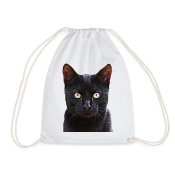 Cat black cat cats cat cats - Drawstring Bag - white - Front