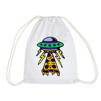 Design solely for lovers of pizza and UFOs - Drawstring Bag - white - Front