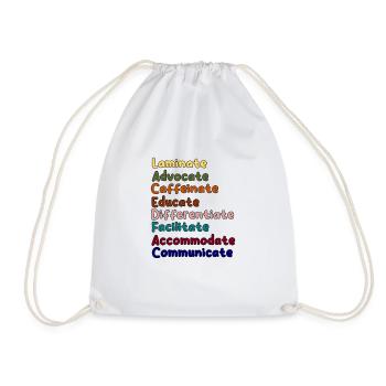 Colorful Action Verbs for Education - Drawstring Bag - white - Front