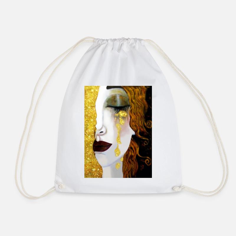 Golden Tears, Gustav Klimt - Drawstring Bag - white