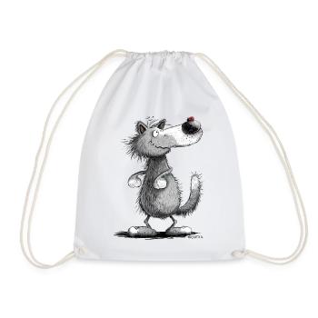 Wolfi Wölflein I Wolf Motiv I Lustiger Wolf - Drawstring Bag - white - Front