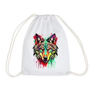 Loup coloré - Loup coloré - J’aime les loups - Sac de sport léger - blanc - Devant