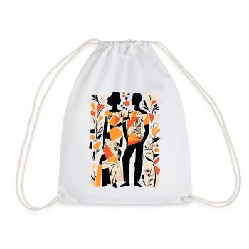 Abstract Art Man and Woman - Drawstring Bag - white - Front