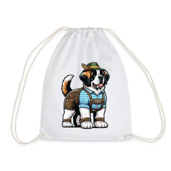 St. Bernard Dog Bavaria - Drawstring Bag - white - Front