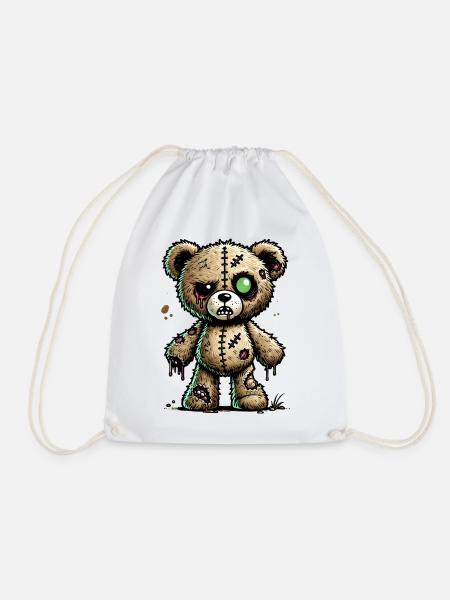 gruseliger faszinierender Zombie-Teddy - Turnbeutel - Weiß