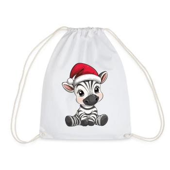 Zebra Weihnachten Süß Niedlich Xmas Weihnachtlich - Turnbeutel - Weiß - Vorne