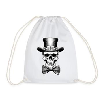 tête de mort chapeau haut de forme noeud papillon enterrement de vie de garçon tête de mort - Sac de sport léger - blanc - Devant