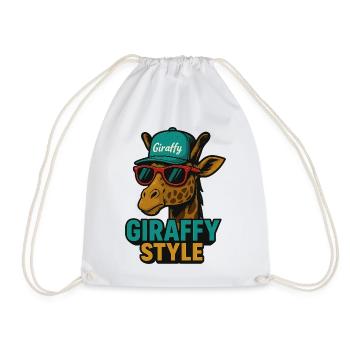 Giraffy Style Giraffe mit Cap - Turnbeutel - Weiß - Vorne