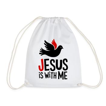 Jesus is with me - Drawstring Bag - white - Front