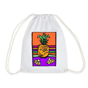 Pineapple Neon Illustration - Drawstring Bag - white - Front