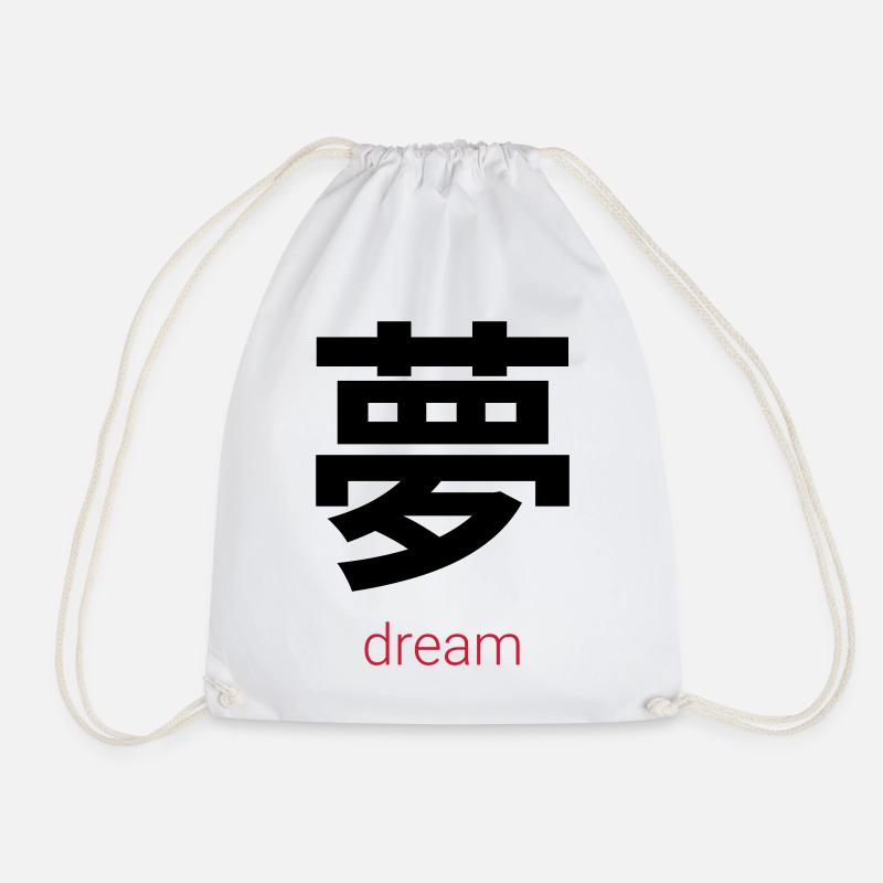 夢 – Yume, the Japanese Dream - Drawstring Bag - white