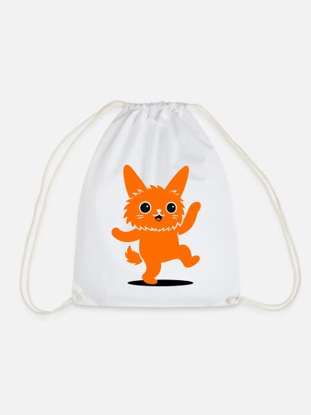 Funny animal character with big eyes - Drawstring Bag - white