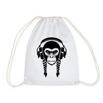 Beat Maker Monkey Head Studio Session Edition Shirt - Drawstring Bag - white - Front