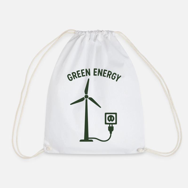 Grüne Energie Windkraft Steckdose - Turnbeutel - Weiß