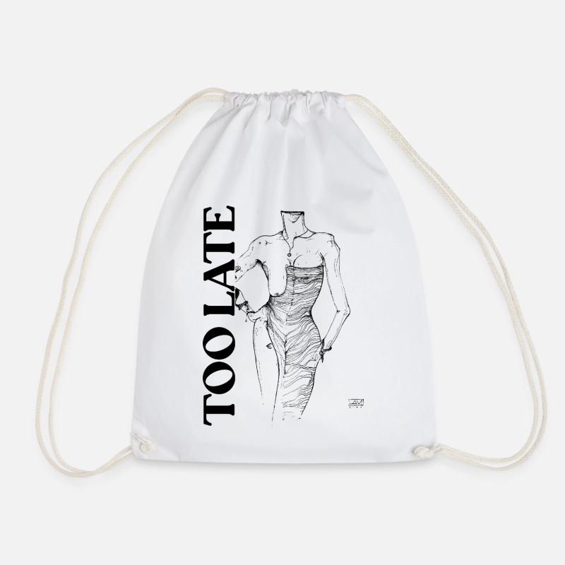 Too late - Drawstring Bag - white