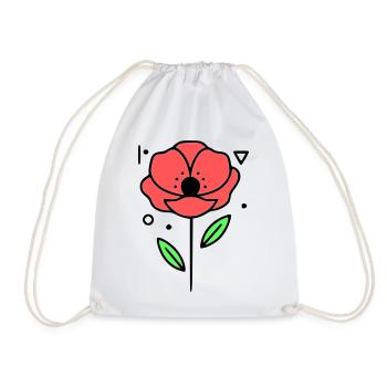 Poppy-Poppies-Minimalist-Line-Art-3 - Drawstring Bag - white - Front
