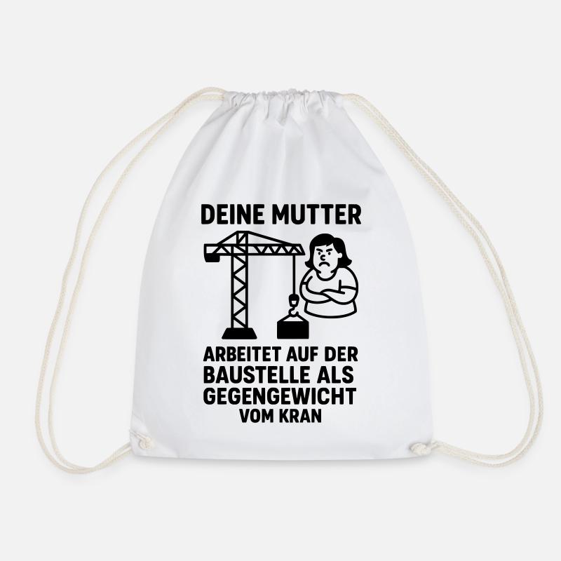  deine mutter witz baustelle gegengewicht - Turnbeutel - Weiß
