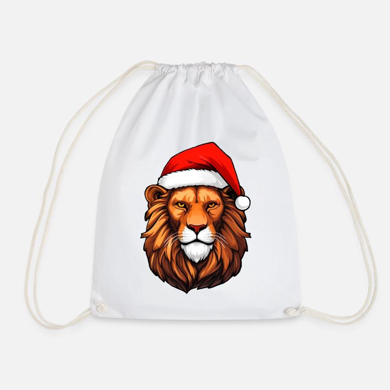 Lion Santa Claus - Drawstring Bag - white