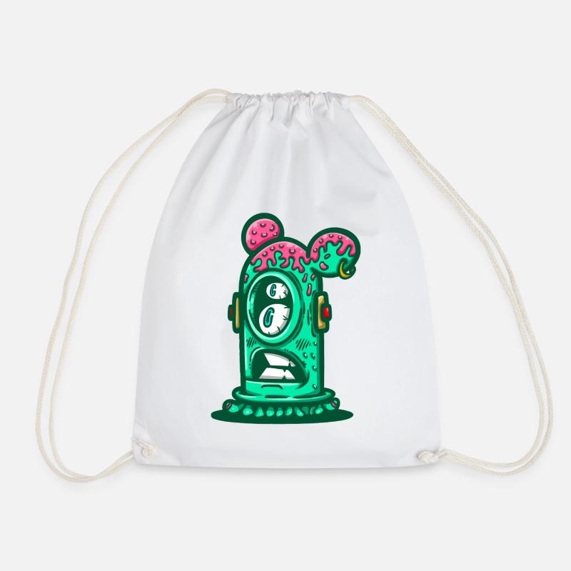 Sewer Neon Monster - Drawstring Bag - white
