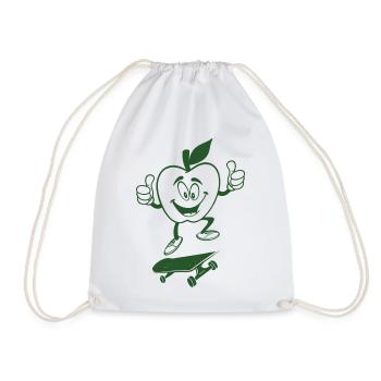 Pomme verte cool sur skateboard – style cartoon amusant - Sac de sport léger - blanc - Devant