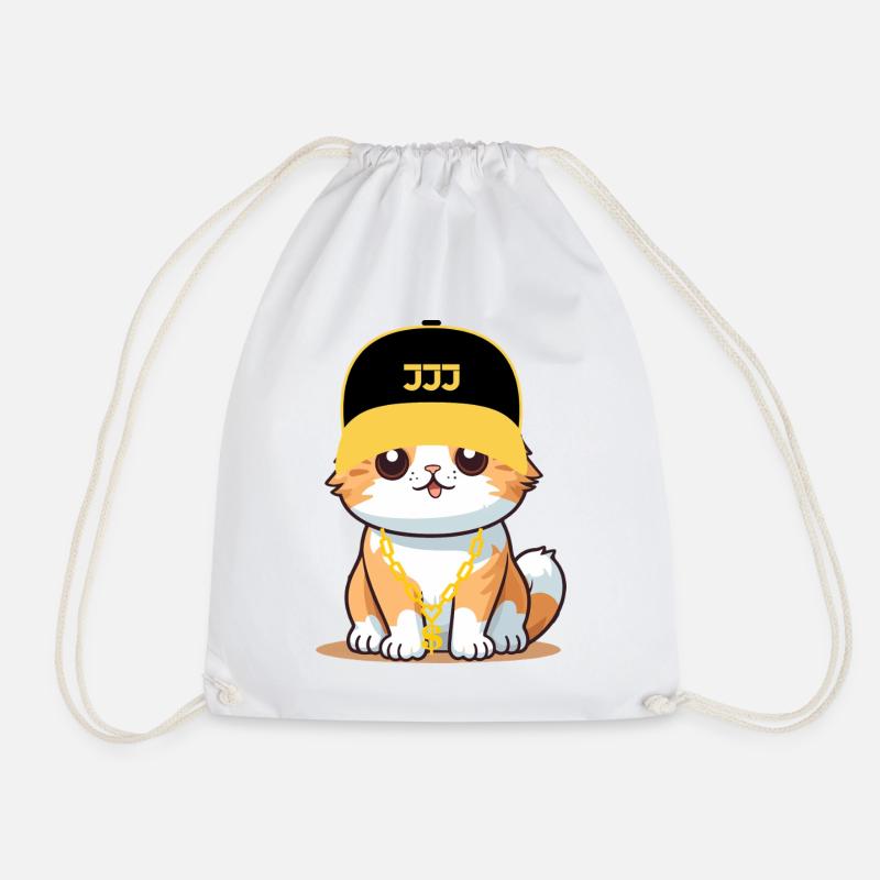 Swag cat - cool cat - Drawstring Bag - white