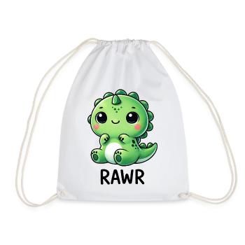 Mignon Dino T-Rex Dinosaure Cartoon Chibi Roar - Sac de sport léger - blanc - Devant