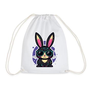 Chic neon bunny with glasses - Drawstring Bag - white - Front