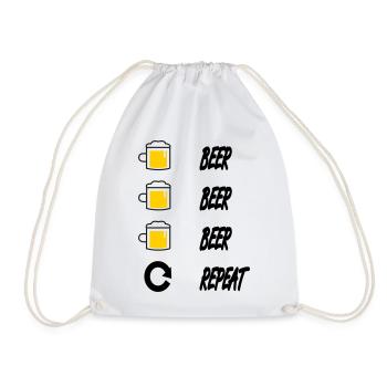 beer beer beer repeat - Drawstring Bag - white - Front
