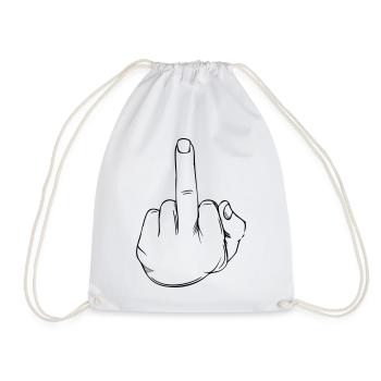 Middle finger statement - Drawstring Bag - white - Front