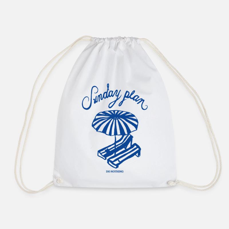 Sunday schedule beach rest - Drawstring Bag - white