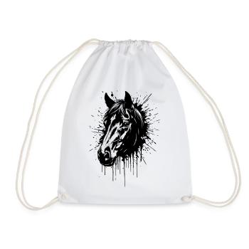 Wild Horse Ink - Horse Head Splash Art - Drawstring Bag - white - Front