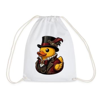 Victorian duck cavalier duck - Drawstring Bag - white - Front