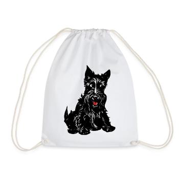 Monochrome Terrier-Linienkunst - Turnbeutel - Weiß - Vorne