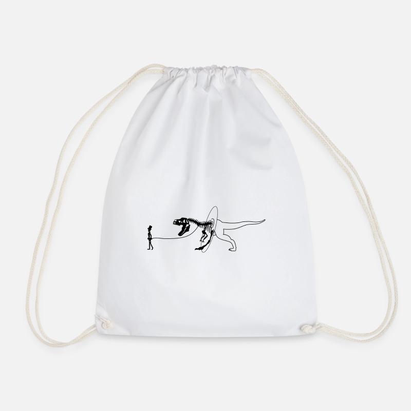 Dino T-Rex Leash Gassi prehistoric times funny - Drawstring Bag - white