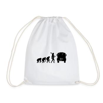 Evolution Bus School Bus Driver Driving Busman - Drawstring Bag - white - Front