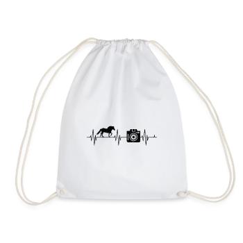 Horse Photography Horseback Riding Heartbeat Photo - Drawstring Bag - white - Front
