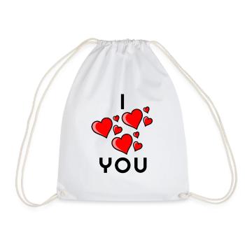 I Love You, i love you t shirts, i love you hoodie - Drawstring Bag - white - Front