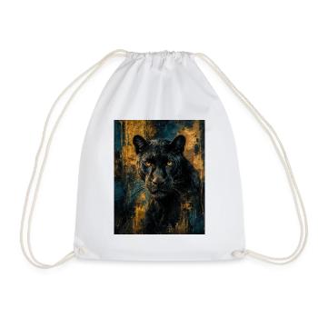 Panthère noire dorée - Drawstring Bag - white - Front