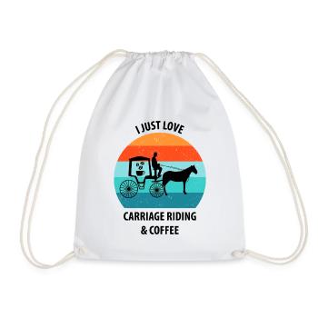 Coachman Carriage Horse-drawn carriage Coffee - Drawstring Bag - white - Front