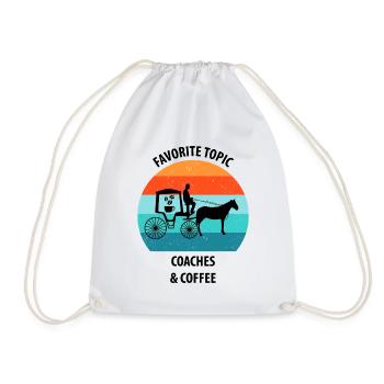 Coachman Carriage Horse-drawn carriage Coffee - Drawstring Bag - white - Front