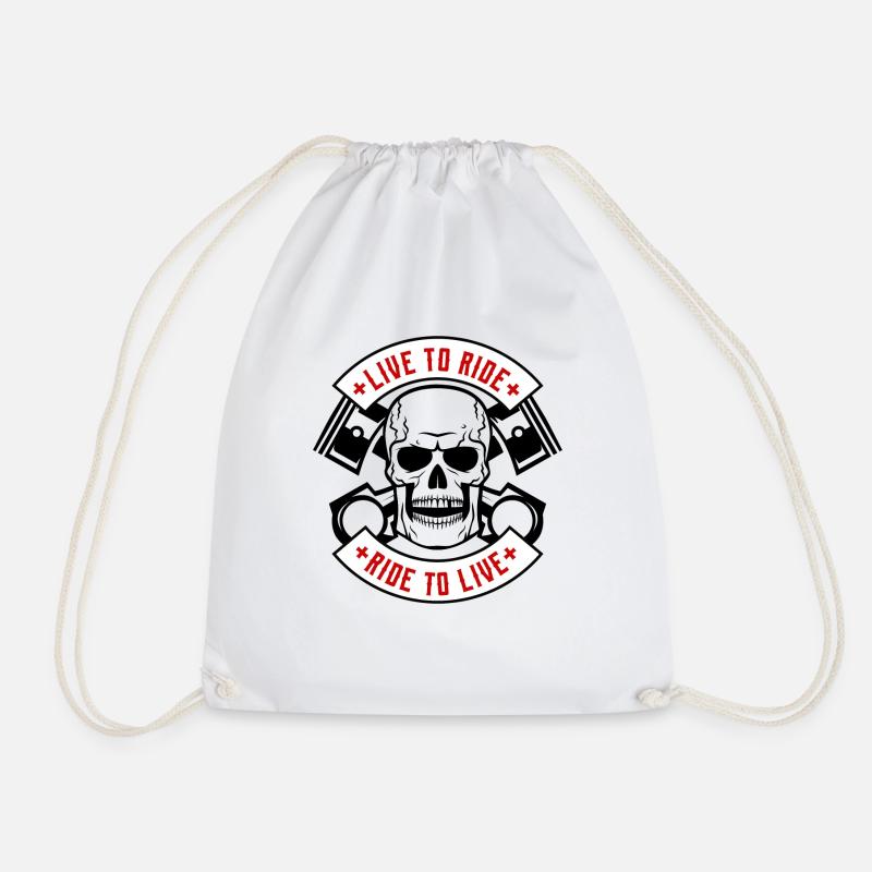 Live to ride Skull black - Turnbeutel - Weiß