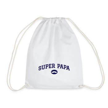 Super daddy mustache - Drawstring Bag - white - Front