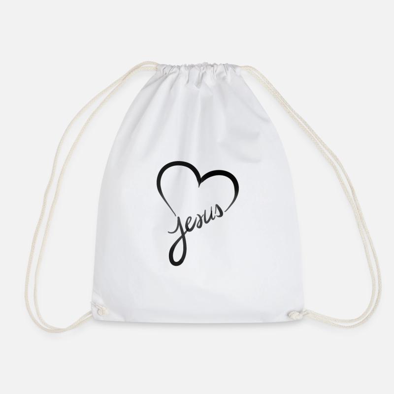 jesus heart style - Drawstring Bag - white